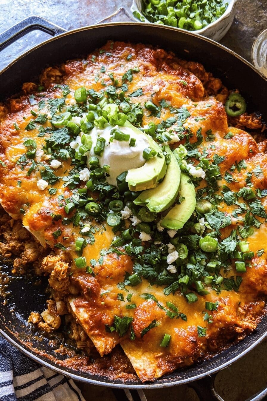 Buffalo Ranch Chicken Enchilada Bake