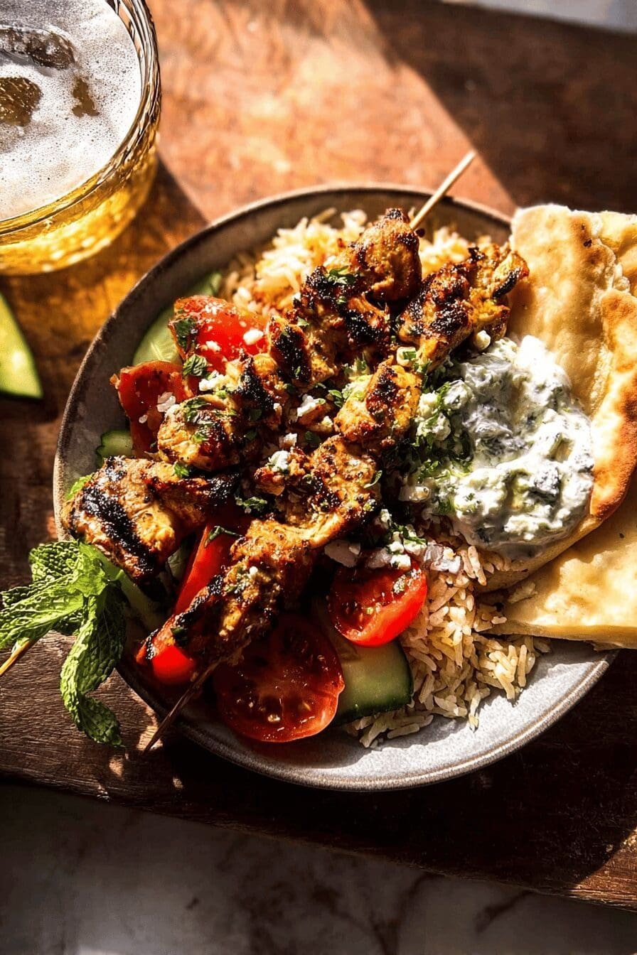 Chicken Souvlaki Rice Pilaf