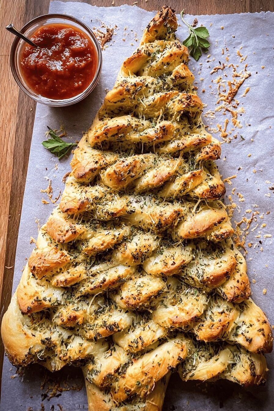 Pull Apart Christmas Tree Garlic Bread