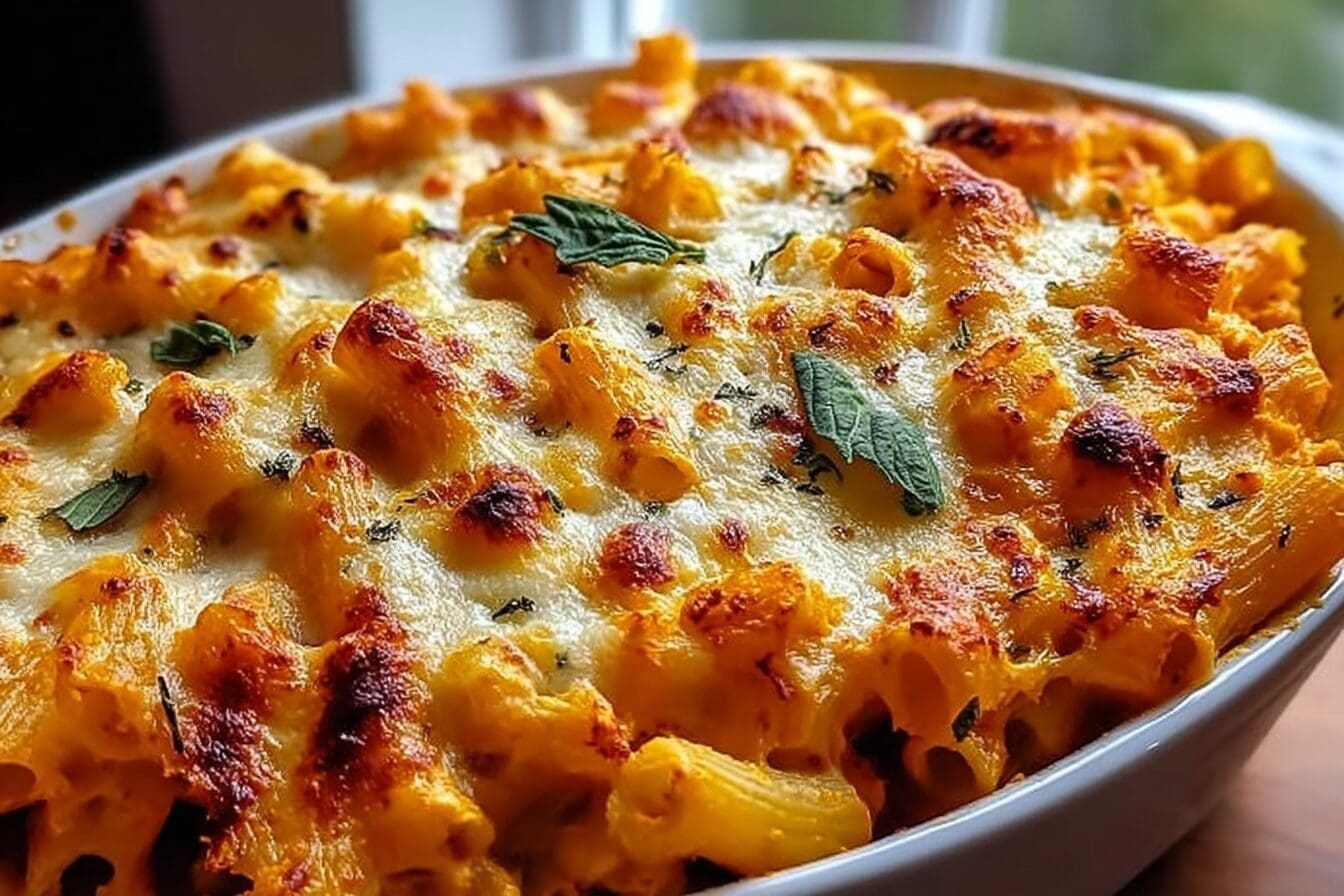 Cheesy Pumpkin Ricotta Pasta Bake