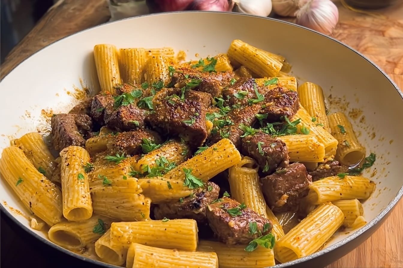Garlic Butter Steak Rigatoni