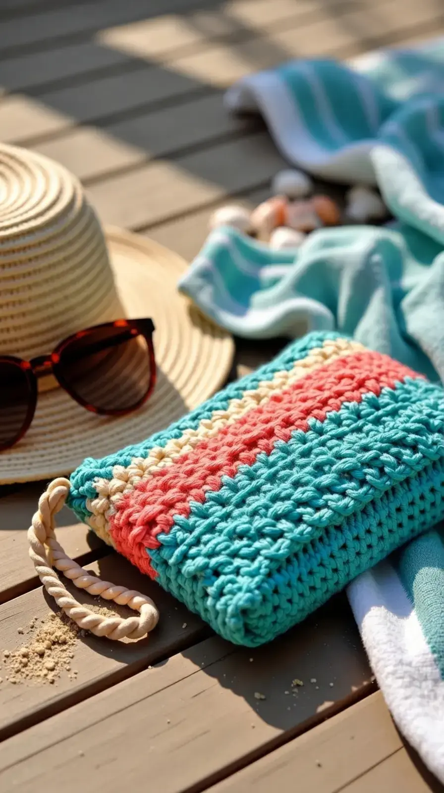 17 Free Crochet Bag Patterns, Crocheted Beach Pouch