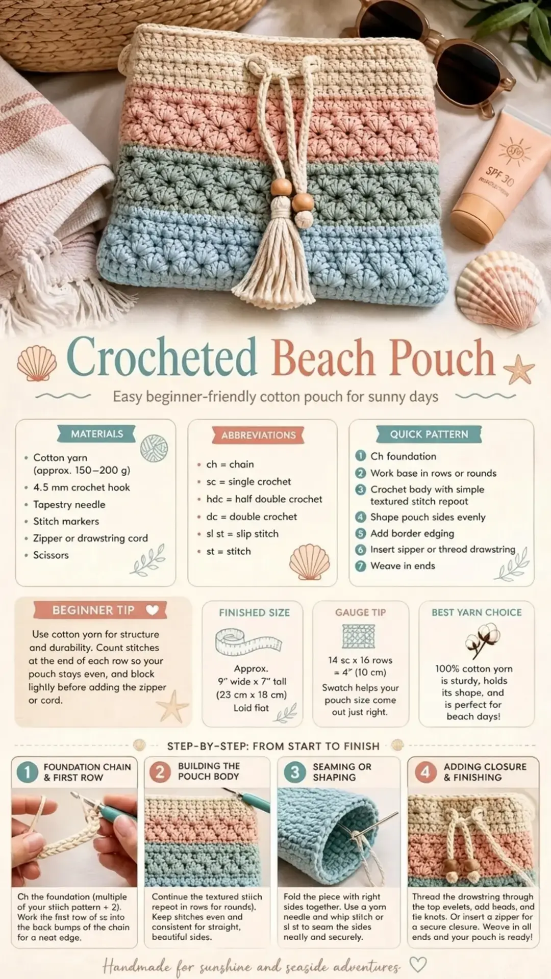 17 Free Crochet Bag Patterns, Free Pattern: Crocheted Beach Pouch
