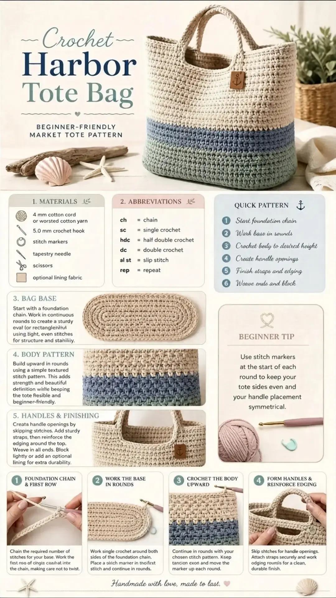 17 Free Crochet Bag Patterns, Free Pattern: Harbor Tote Bag