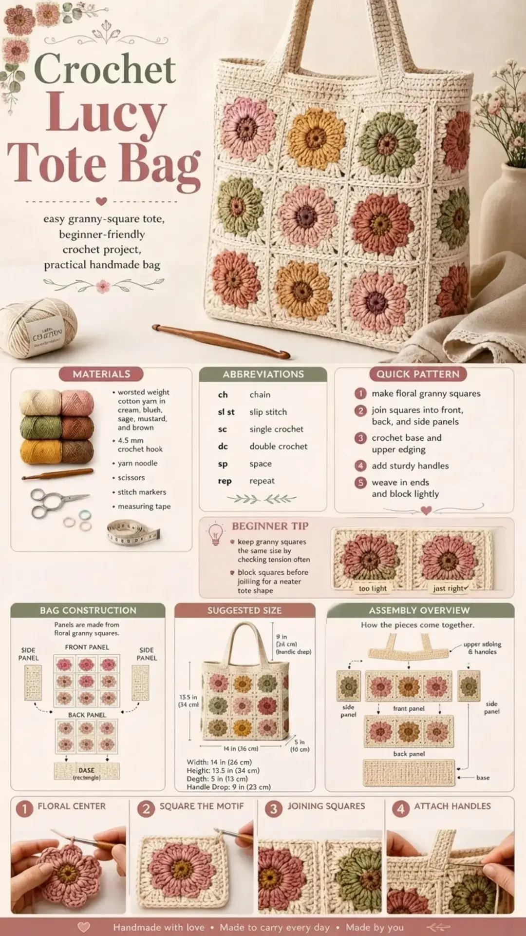 17 Free Crochet Bag Patterns, Free Pattern: Lucy Tote Bag