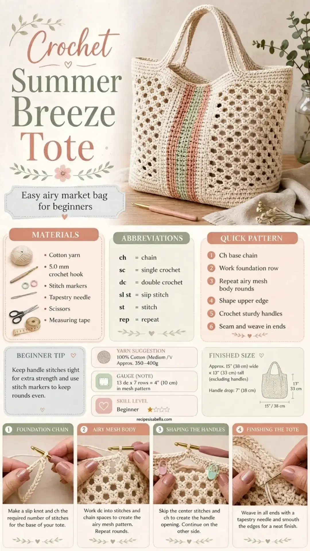 17 Free Crochet Bag Patterns, Free Pattern: Summer Breeze Tote