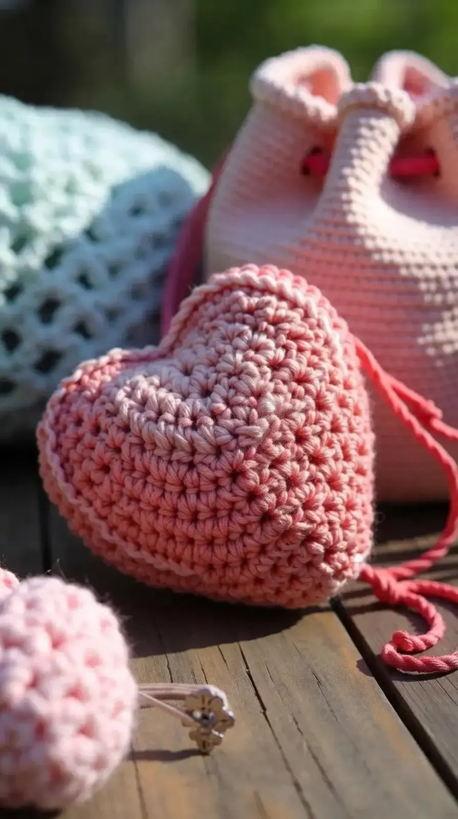17 Free Crochet Bag Patterns, Heart Drawstring Pouch