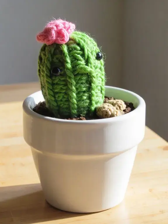18 Cute Crochet Keychain Ideas, Cactus Keychain in Tiny Pot