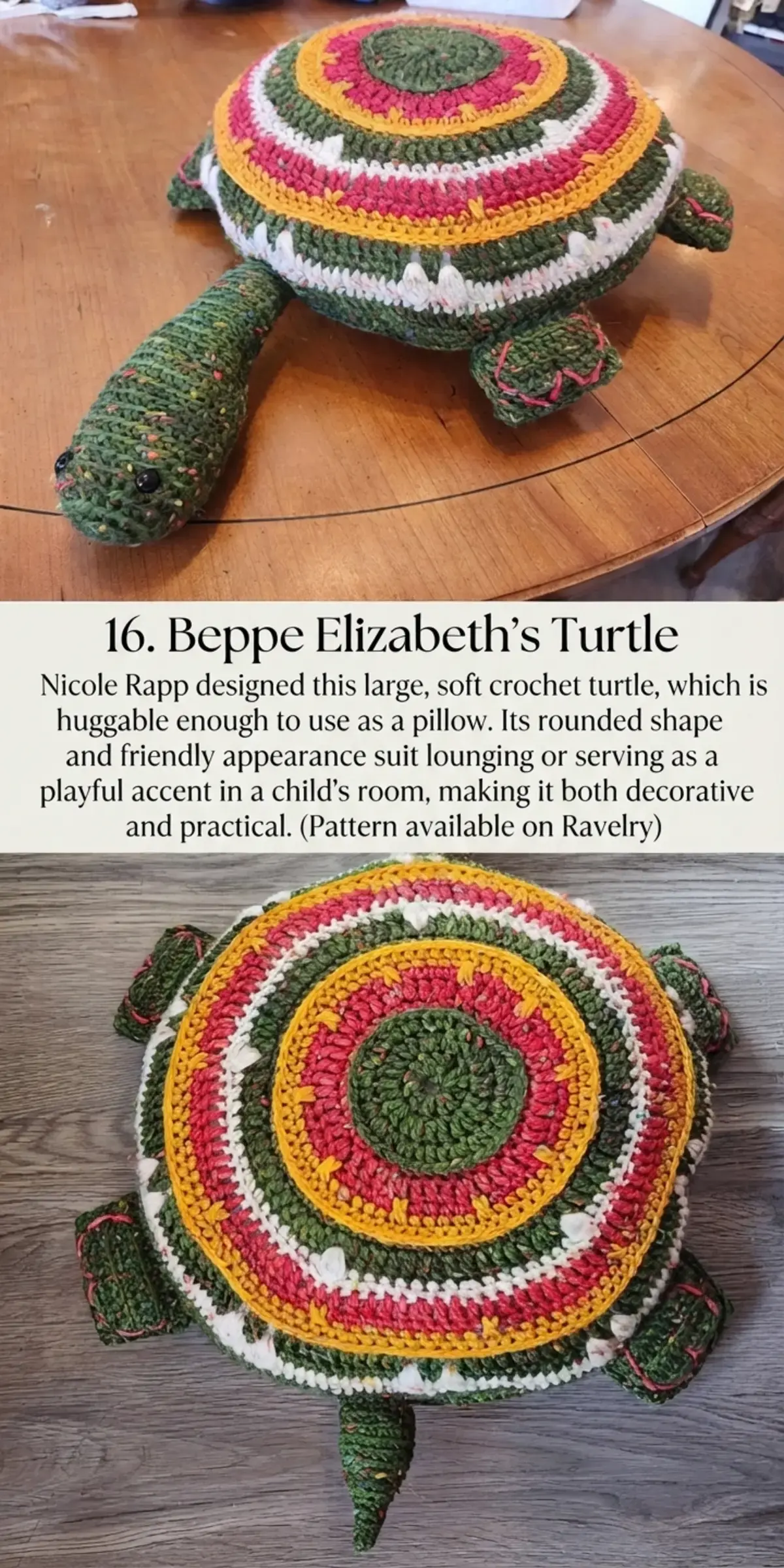 26 Crocheted Turtle Free Pattern, 16. Beppe Elizabeth's Turtle