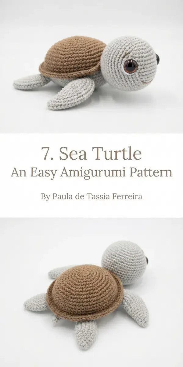 26 Crocheted Turtle Free Pattern, 7. Sea Turtle