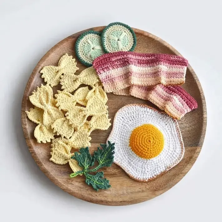 Fun Beginner-Friendly Crochet Project Ideas, 4. Playful Crochet Breakfast Set