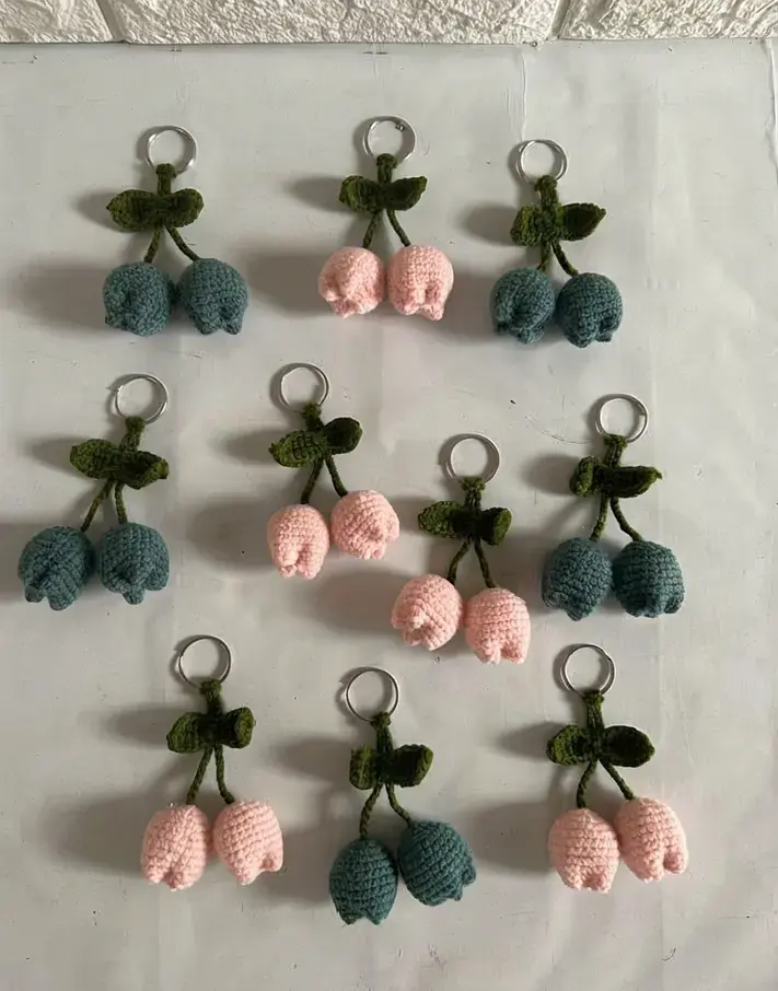 Fun Beginner-Friendly Crochet Project Ideas, 7. Mini Crochet Tulip Keychains