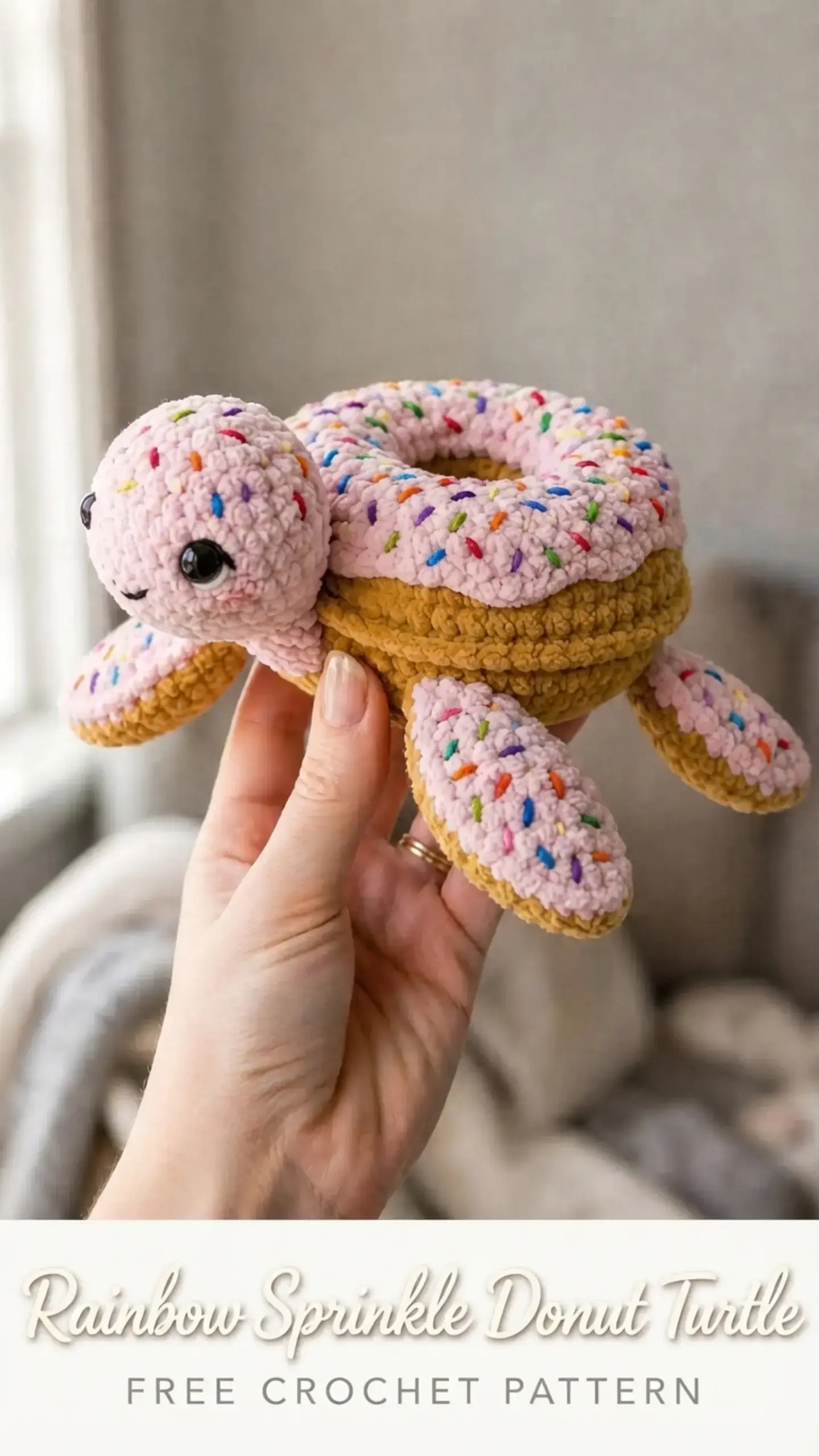 Rainbow Sprinkle Donut Turtle, Rainbow Sprinkle Donut Turtle Free Crochet Pattern
